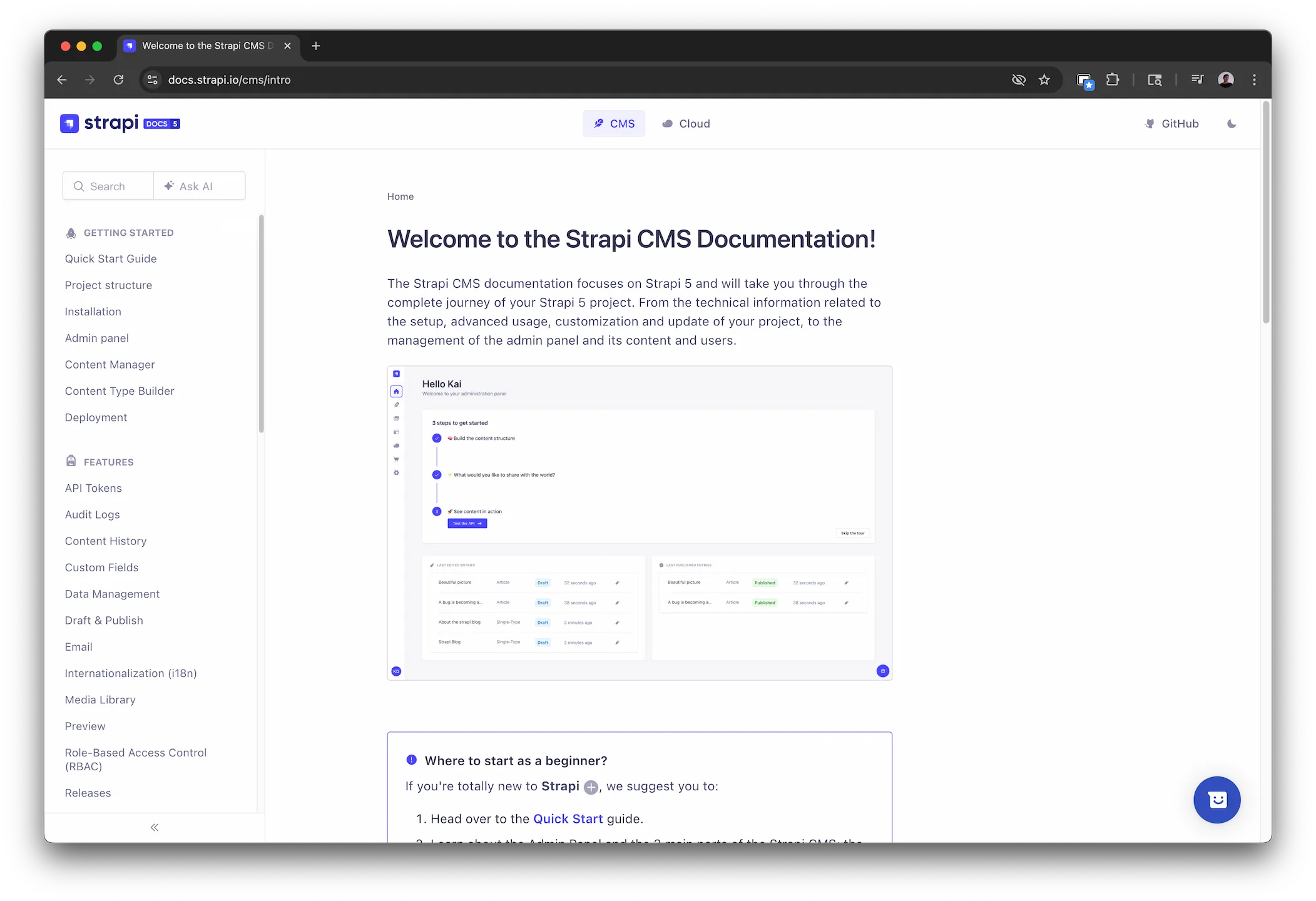 Strapi, a really neat headless CMS solution with an intuitive dashboard